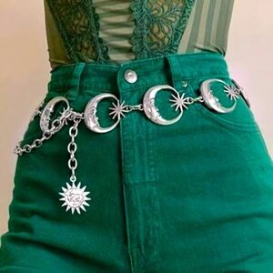 XMAS SALE Vintage Bohemian Sun and Moon Chain Belt